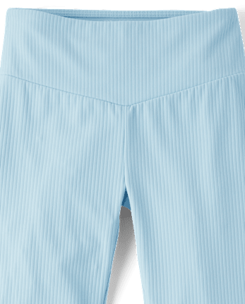 Girls Ribbed High Rise Flare Leggings