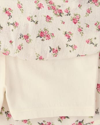 Girls Floral Tiered V-Waist Dress