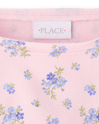 Girls Floral Off Shoulder Fleece Sweatshirt