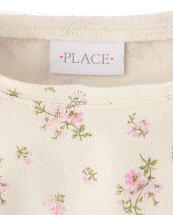 Girls Floral Off Shoulder Fleece Sweatshirt