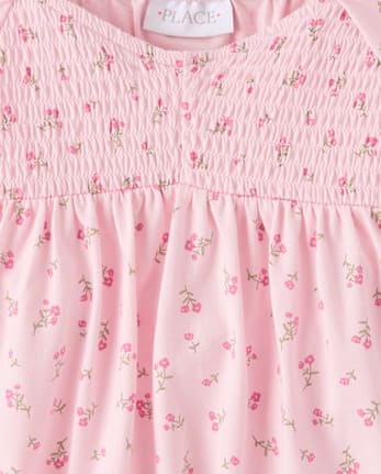 Girls Floral Smocked Peplum Top