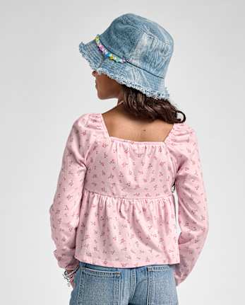Girls Floral Smocked Peplum Top