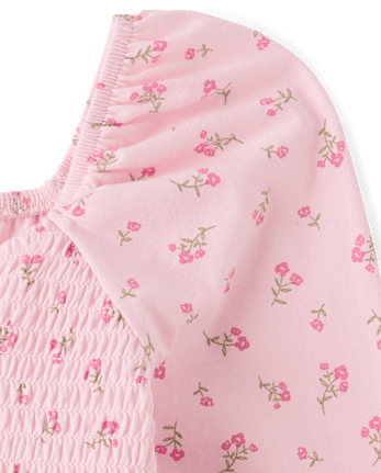 Girls Floral Smocked Peplum Top