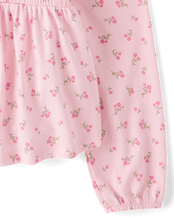 Girls Floral Smocked Peplum Top