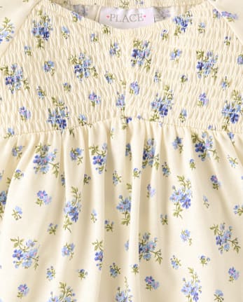 Girls Floral Smocked Peplum Top