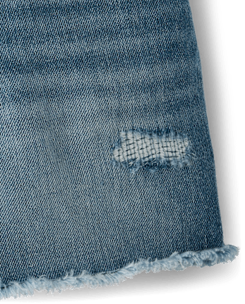 Girls Ripped Relaxed Denim Midi Shorts