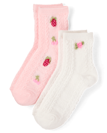 Girls Rosette Pointelle Midi Socks 2-Pack