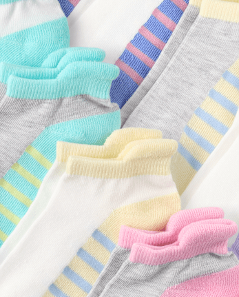Girls Colorblock Cushioned Ankle Socks 10-Pack