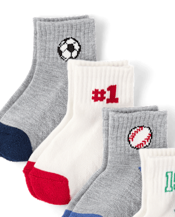 Lot de 6 paires de chaussettes de sport rembourrées mi-mollet pour petits garçons