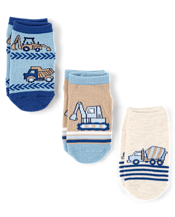 Toddler Boys Construction Vehicle Ankle Socks 6-Pack