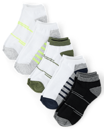 Boys Colorblock Cushioned Ankle Socks 10-Pack