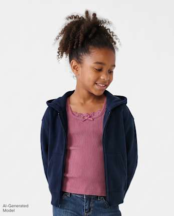 Sweat à capuche zippé en polaire premium pour filles - TIDAL