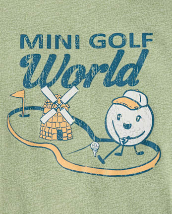 Baby And Toddler Boys Mini Golf World Front And Back Graphic Tee