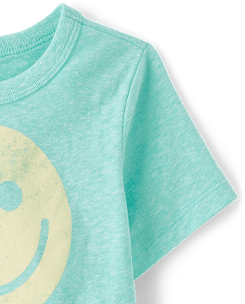 Baby And Toddler Boys Marled Happy Face Graphic Tee