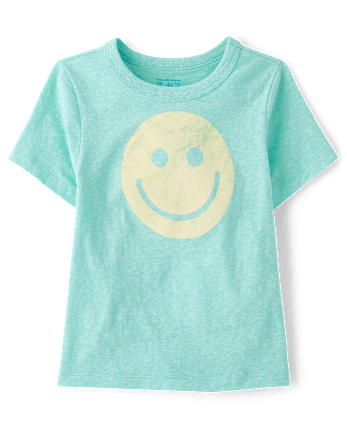 Baby And Toddler Boys Marled Happy Face Graphic Tee