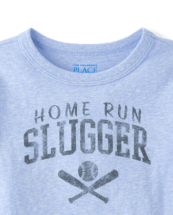 Baby And Toddler Boys Marled Home Run Slugger Baseball Graphic Tee