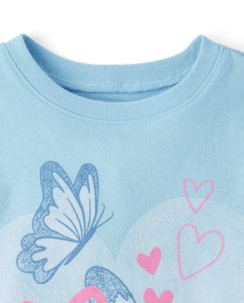 T-shirt graphique papillon et nœud papillon pour bébés et petites filles