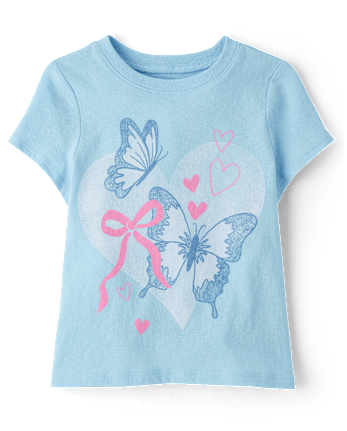 Baby And Toddler Girls Butterfly Bow Graphic Tee