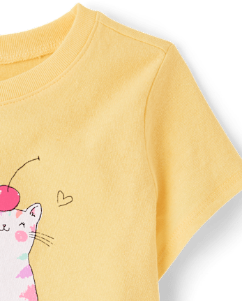 Baby And Toddler Girls Ice Cream Cat Graphic Tee