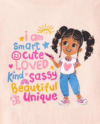 Baby And Toddler Girls Positive Words Graphic Tee