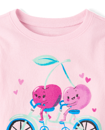 Baby And Toddler Girls Cherries Bicycle Graphic Tee