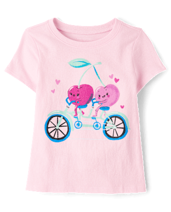 Baby And Toddler Girls Cherries Bicycle Graphic Tee