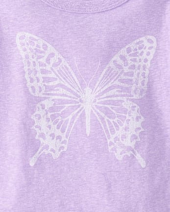 Baby And Toddler Girls Marled Butterfly Relaxed Graphic Tee