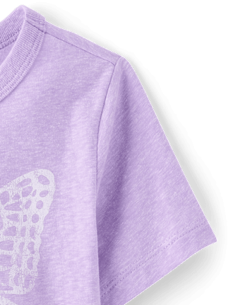 T-shirt graphique décontracté à papillon chiné pour bébés et petites filles