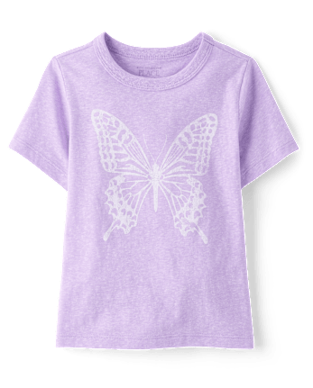 Baby And Toddler Girls Marled Butterfly Relaxed Graphic Tee