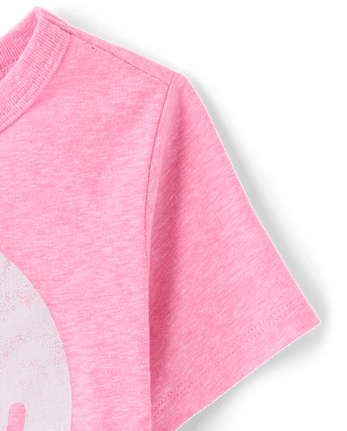 Baby And Toddler Girls Marled Happy Face Relaxed Graphic Tee