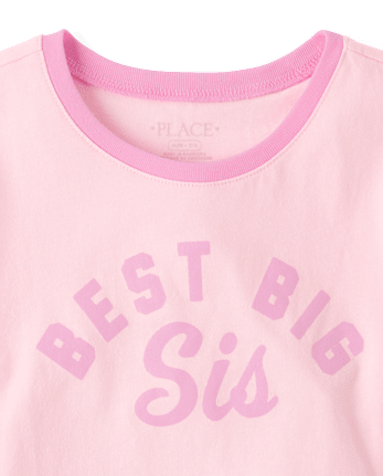 T-shirt graphique à col rond « Meilleure grande sœur » pour filles