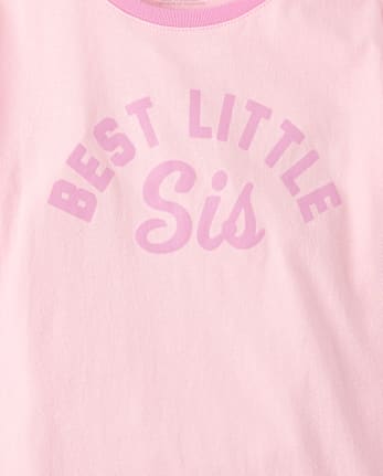 Girls Best Little Sis Graphic Ringer Tee