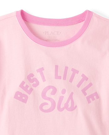 Girls Best Little Sis Graphic Ringer Tee
