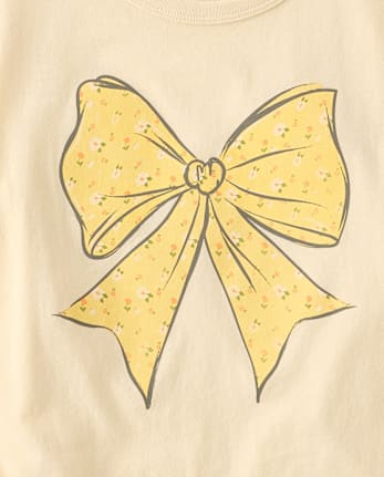 T-shirt graphique décontracté à nœud floral pour filles