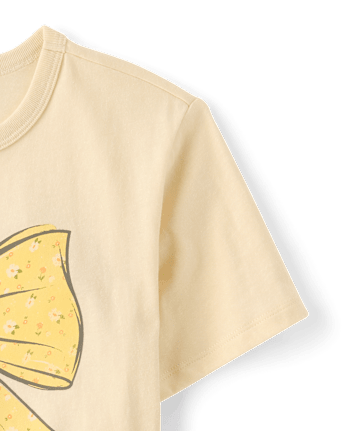 T-shirt graphique décontracté à nœud floral pour filles