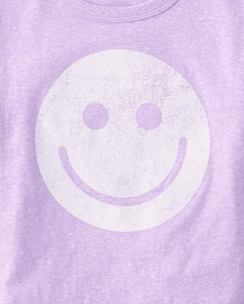 T-shirt graphique oversize à motif visage souriant chiné pour filles