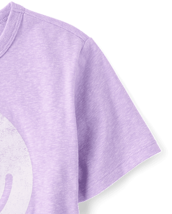 T-shirt graphique oversize à motif visage souriant chiné pour filles