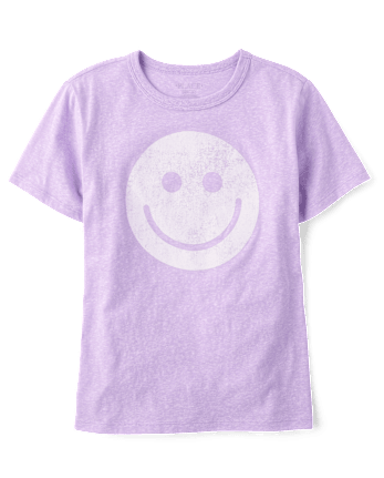 T-shirt graphique oversize à motif visage souriant chiné pour filles