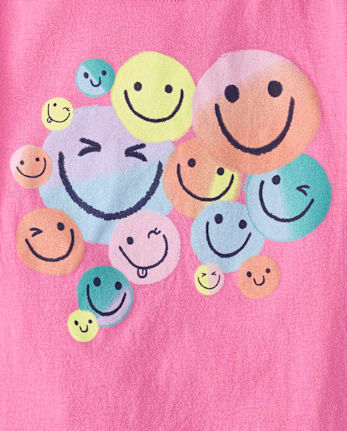 Girls Happy Face Graphic Tee