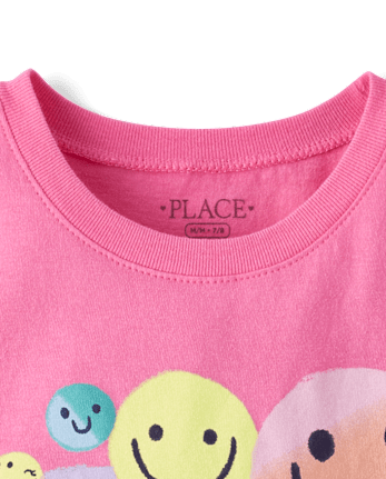 Girls Happy Face Graphic Tee
