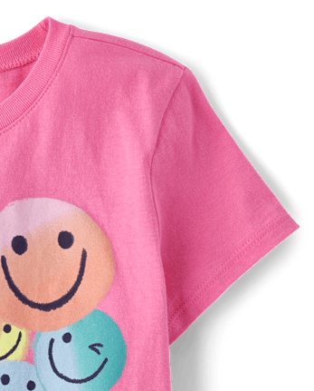 Girls Happy Face Graphic Tee