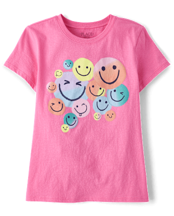 Girls Happy Face Graphic Tee