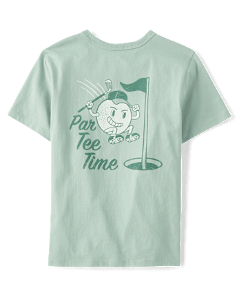 Boys Golf Tee Time Front And Back Graphic Tee