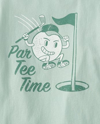 Boys Golf Tee Time Front And Back Graphic Tee