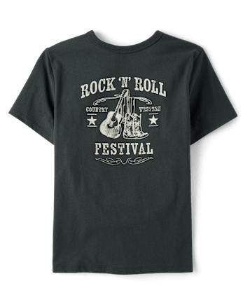 Boys Rock N' Roll Festival Front And Back Graphic Tee