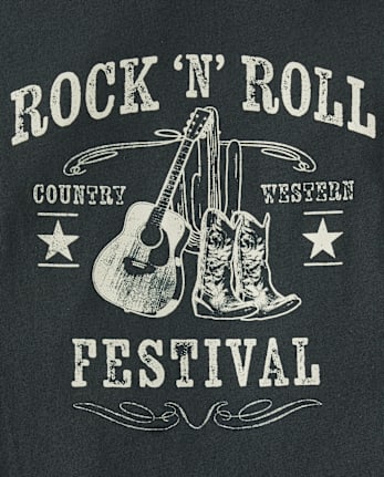Boys Rock N' Roll Festival Front And Back Graphic Tee