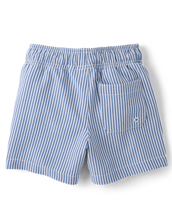 Boys Striped Seersucker Swim Trunks