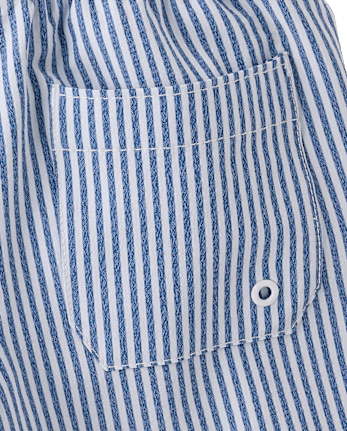 Boys Striped Seersucker Swim Trunks