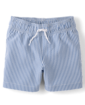 Boys Striped Seersucker Swim Trunks
