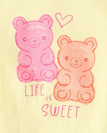 Baby And Toddler Girls Candy Bear Graphic Tee